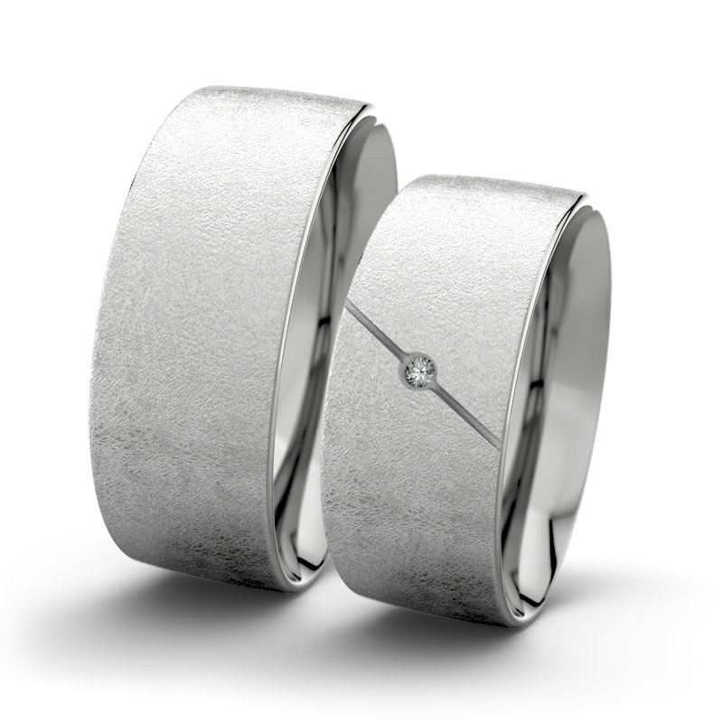 Diamantring Jane F8 P2, Palladium 585 eismatt, von vorn