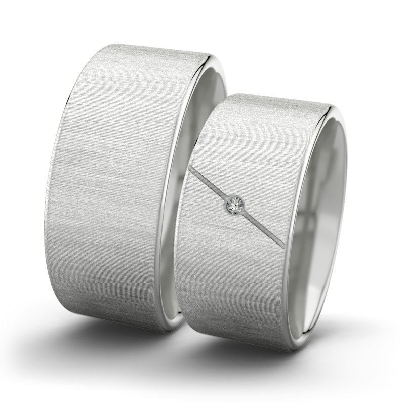 Diamantring Jane F9 P1, Sterlingsilber 925 quermatt, von vorn