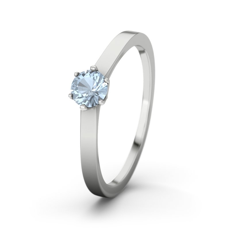 Blauer Topas Platinumring Jasmine, Platinum 950, von vorn
