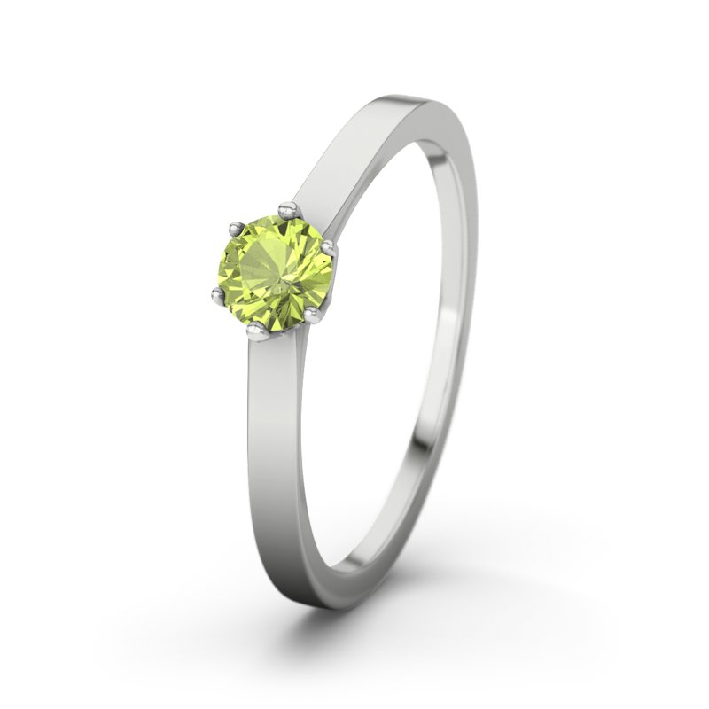 Peridot Platinumring Jasmine, Platinum 950, von vorn