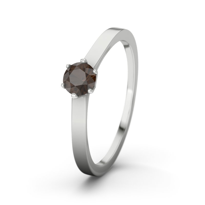 Rauchquarz Platinumring Jasmine, Platinum 950, von vorn