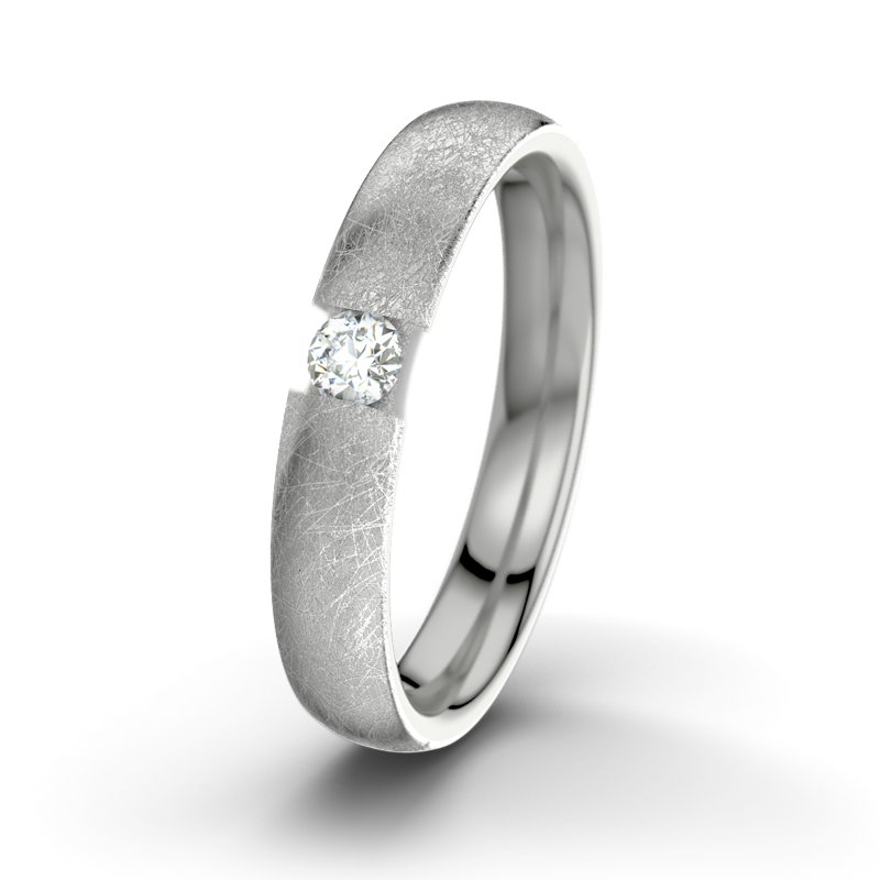 Diamantring JFK M4, Palladium 585 eismatt, von vorn