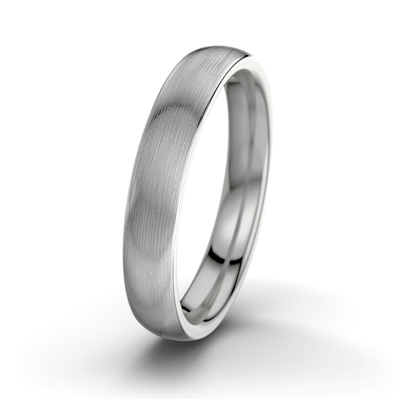 Kein Stein Platinum längsmattring JFK M4, Platinum 950 längsmatt, von vorn