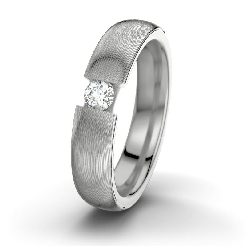 Diamantring JFK M5, Palladium 950 längsmatt, von vorn