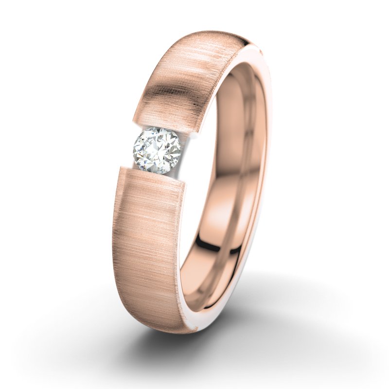 Diamantring JFK M5, Rotgold 750 quermatt, von vorn
