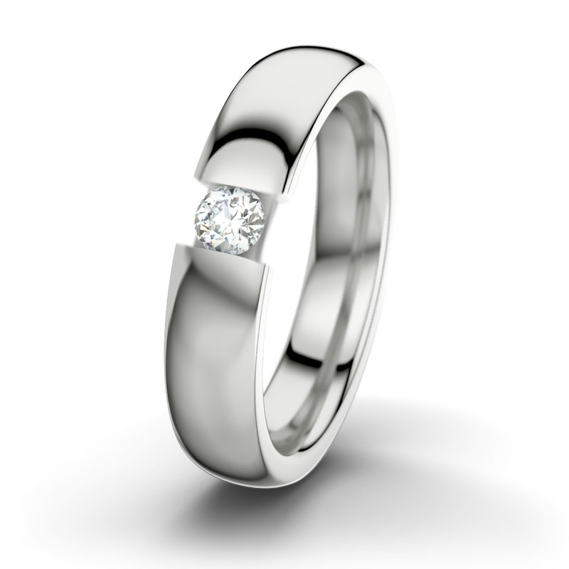 Diamantring JFK M5, Sterlingsilber 925 poliert, von vorn
