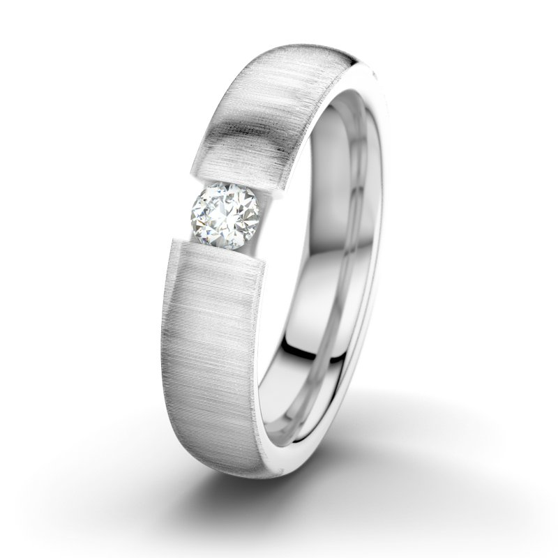 Diamantring JFK M5, Weißgold 585 quermatt, von vorn