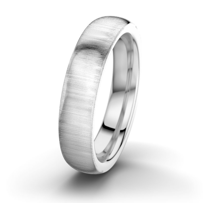 Kein Stein Weißgold quermattring JFK M5, Weißgold 585 quermatt, von vorn