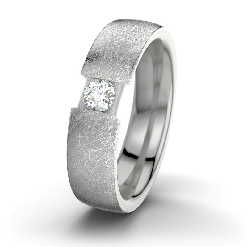 Diamantring JFK M6, Palladium 585 eismatt, von vorn