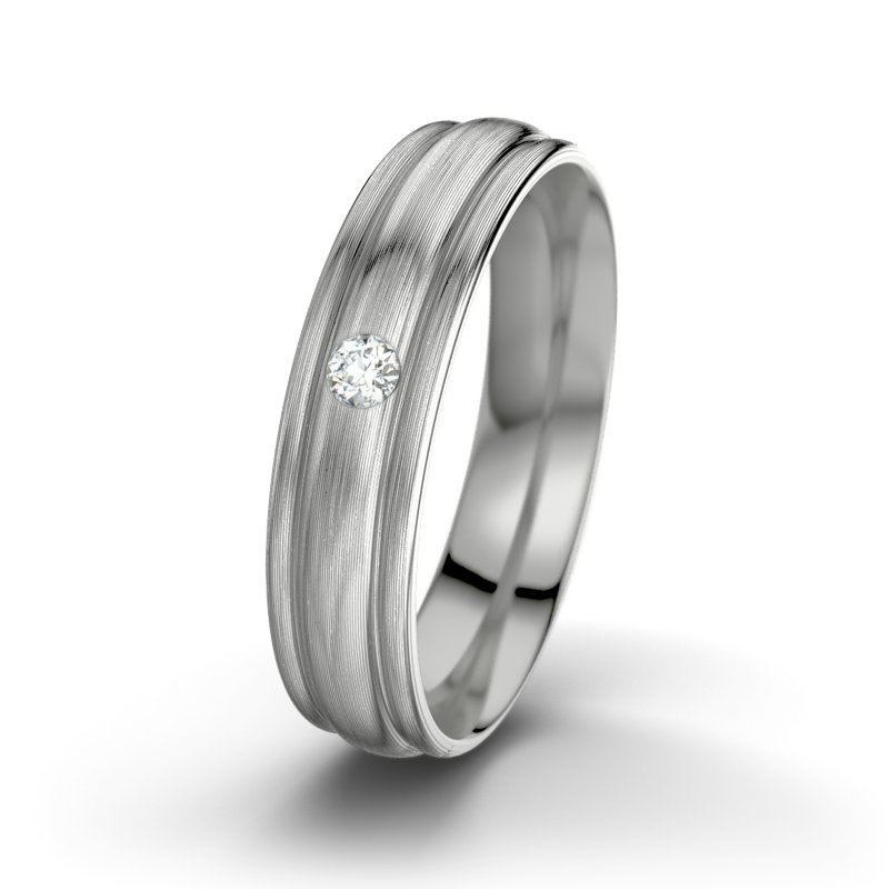 Diamantring John M5, Palladium 585 längsmatt, von vorn