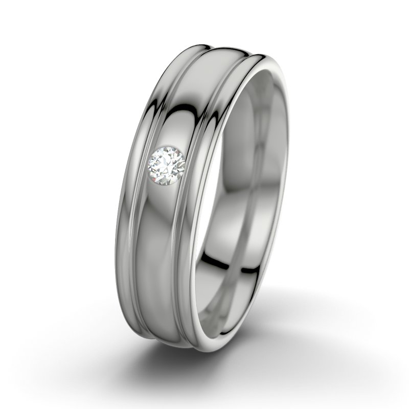 Diamantring John M6, Palladium 950 poliert, von vorn