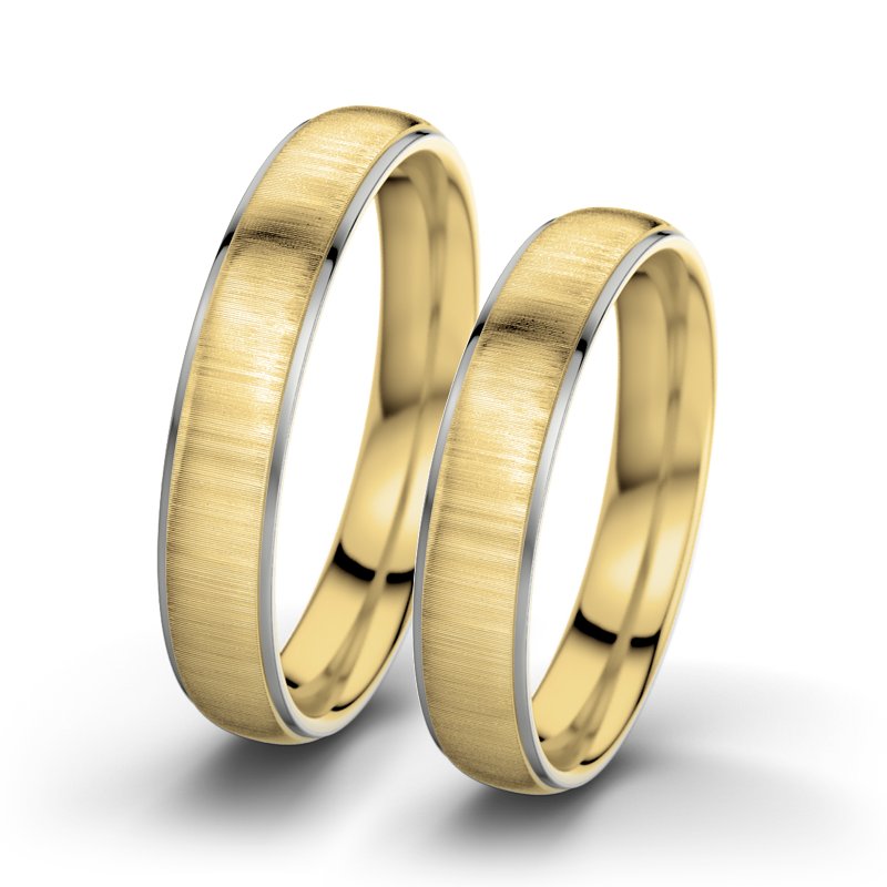 Kein Stein Gelbgold quermattring Josephine F4, Gelbgold 375 quermatt, von vorn
