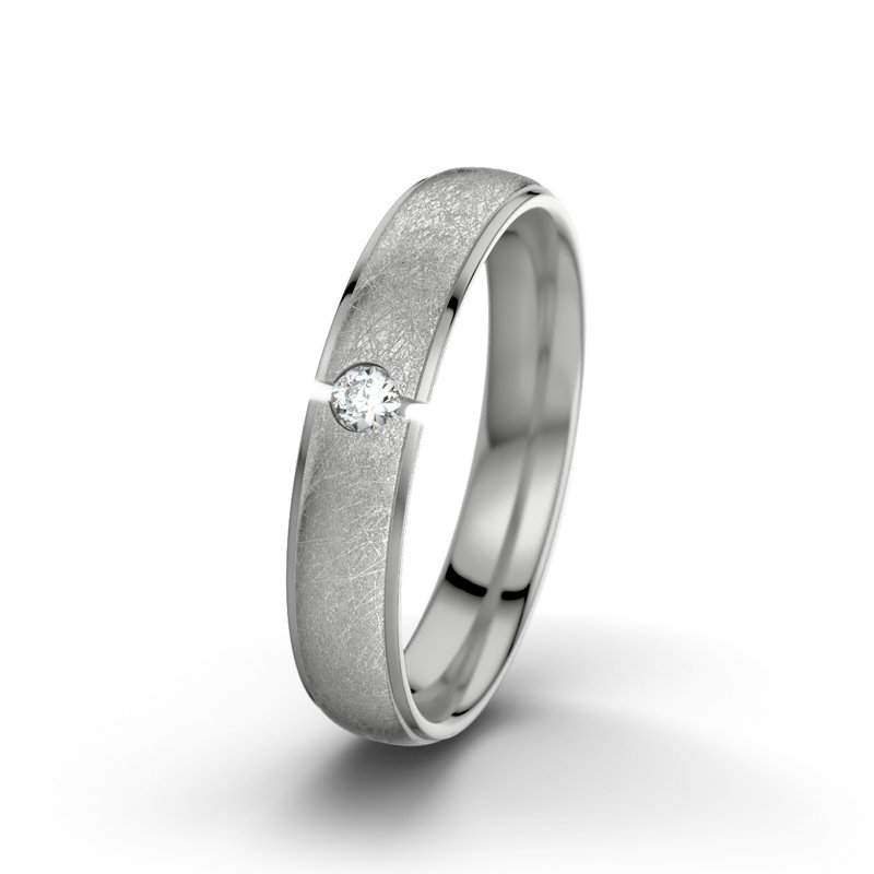 Diamantring Josephine F4, Palladium 585 eismatt, von vorn