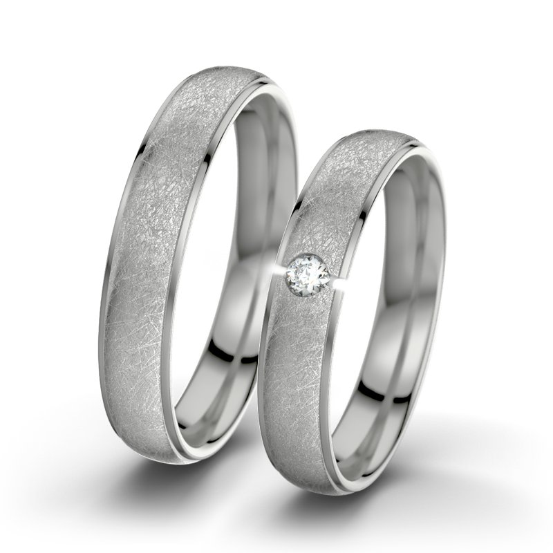 Diamantring Josephine F4, Palladium 585 eismatt, von vorn