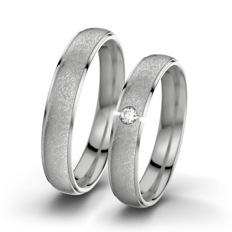 Diamantring Josephine F4, Palladium 585 eismatt, von vorn