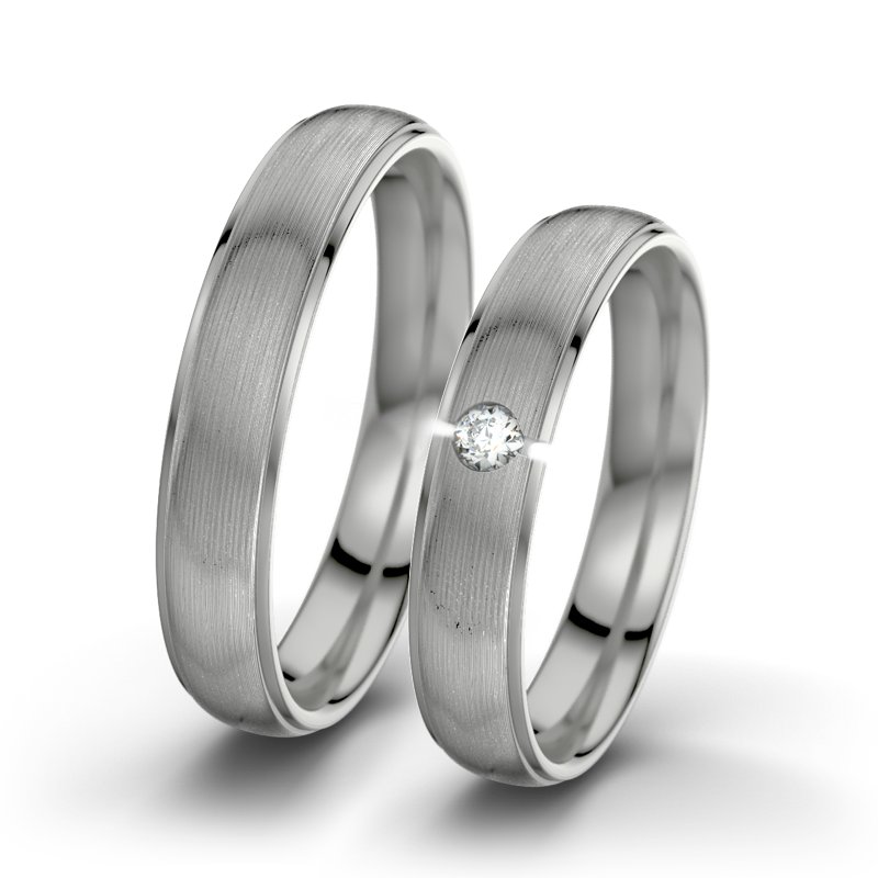 Diamantring Josephine F4, Palladium 950 längsmatt, von vorn