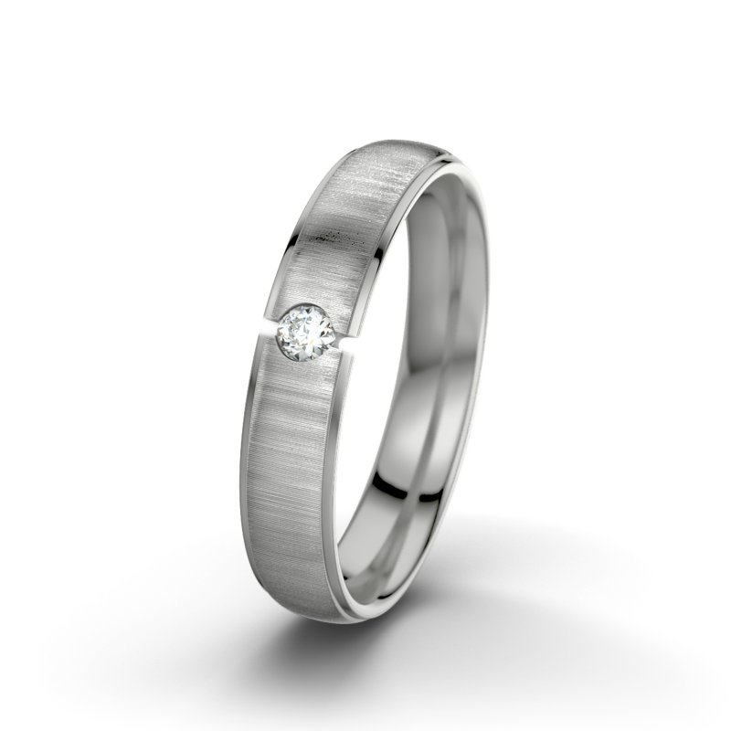 Diamantring Josephine F4, Palladium 585 quermatt, von vorn