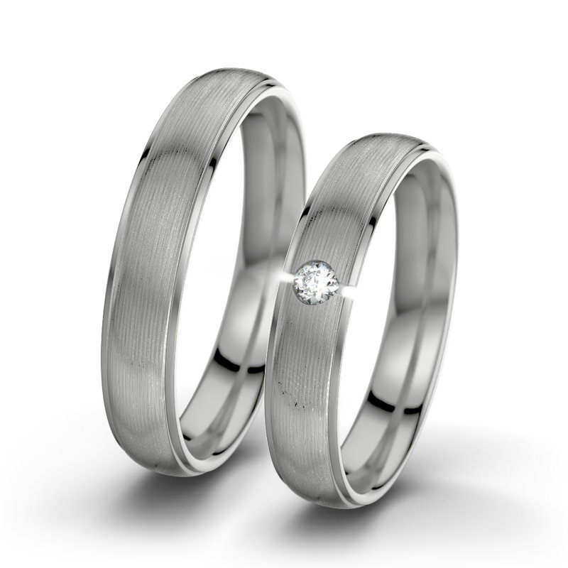 Diamantring Josephine F4, Platinum 600 längsmatt, von vorn