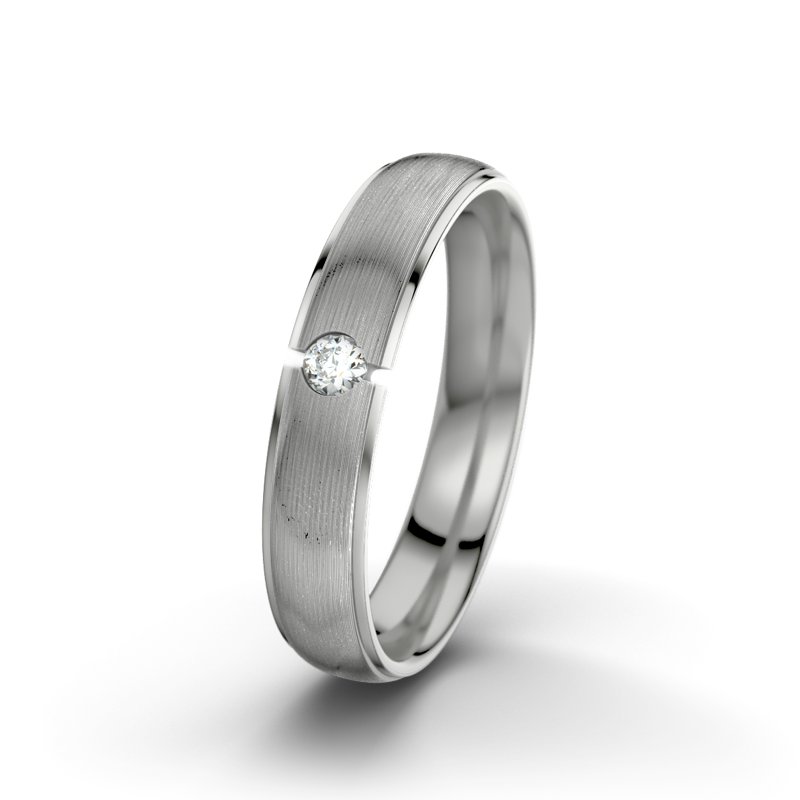 Diamantring Josephine F4, Platinum 600 längsmatt, von vorn