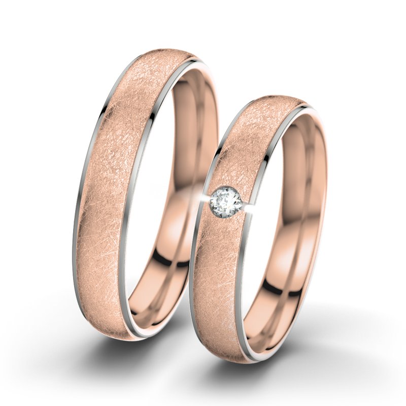 Diamantring Josephine F4, Rotgold 750 eismatt, von vorn