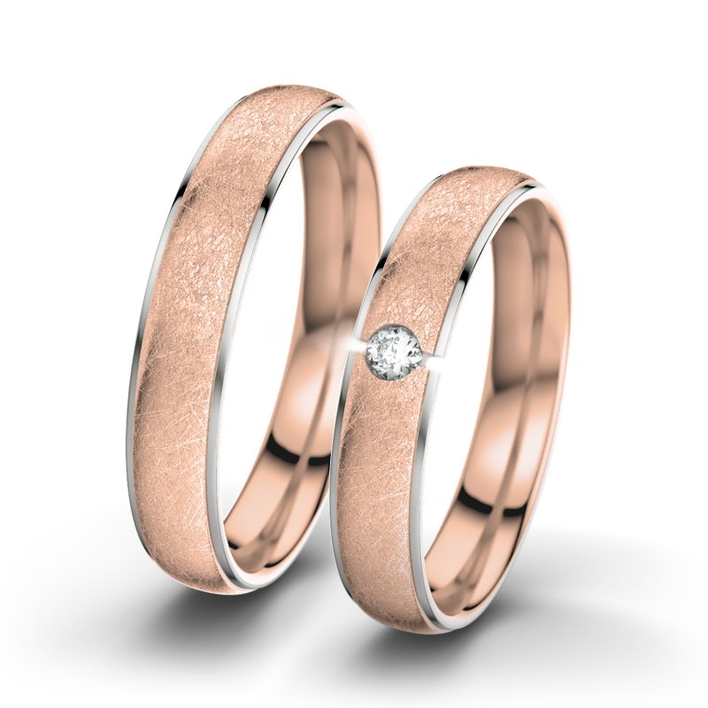 Diamantring Josephine F4, Rotgold 585 eismatt, von vorn