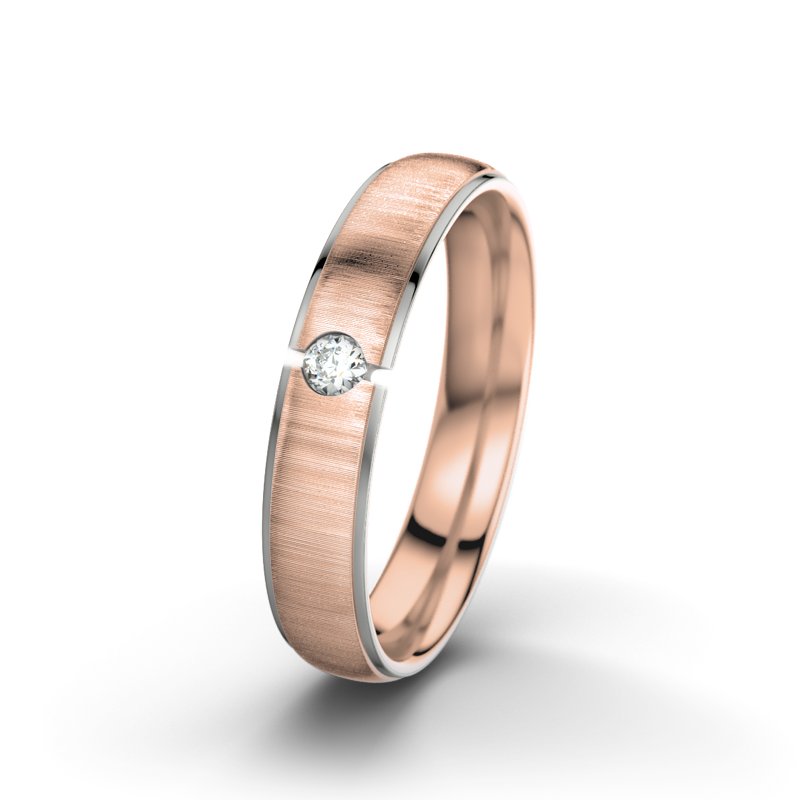 Diamantring Josephine F4, Rotgold 375 quermatt, von vorn