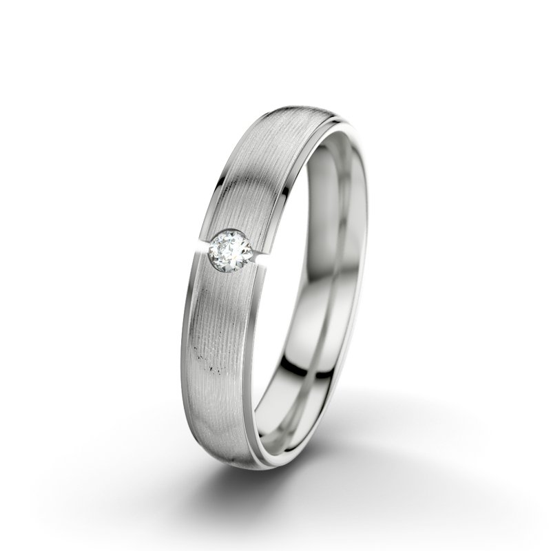 Diamantring Josephine F4, Sterlingsilber 925 längsmatt, von vorn