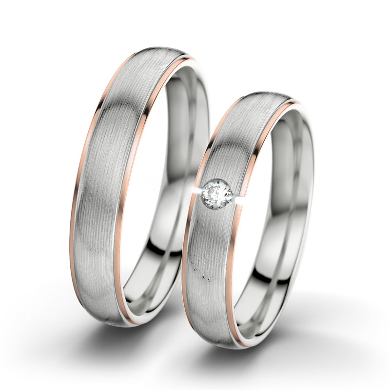 Diamantring Josephine F4, Sterlingsilber 925 längsmatt, von vorn