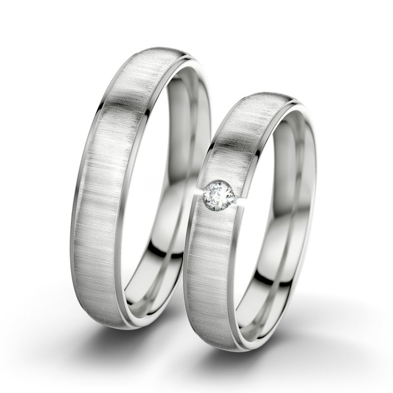 Diamantring Josephine F4, Sterlingsilber 925 quermatt, von vorn