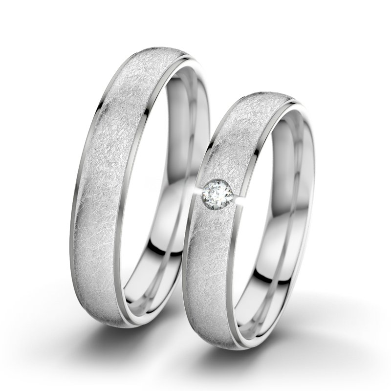 Diamantring Josephine F4, Weißgold 585 eismatt, von vorn