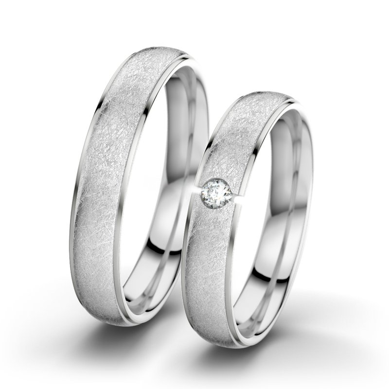 Diamantring Josephine F4, Weißgold 585 eismatt, von vorn