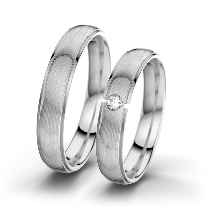 Diamantring Josephine F4, Weißgold 375 längsmatt, von vorn
