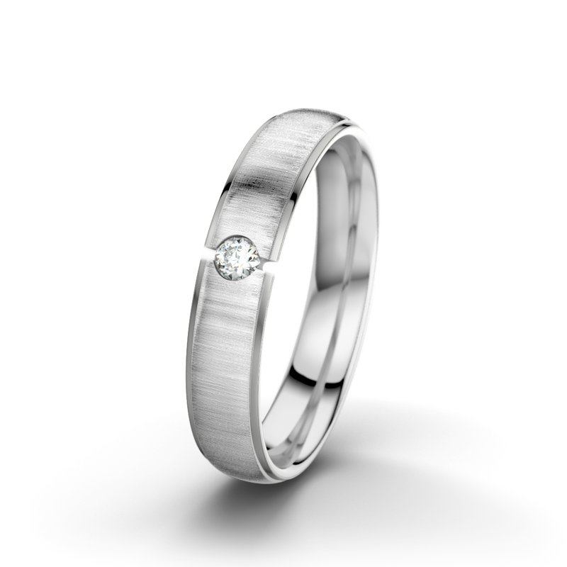 Diamantring Josephine F4, Weißgold 375 quermatt, von vorn