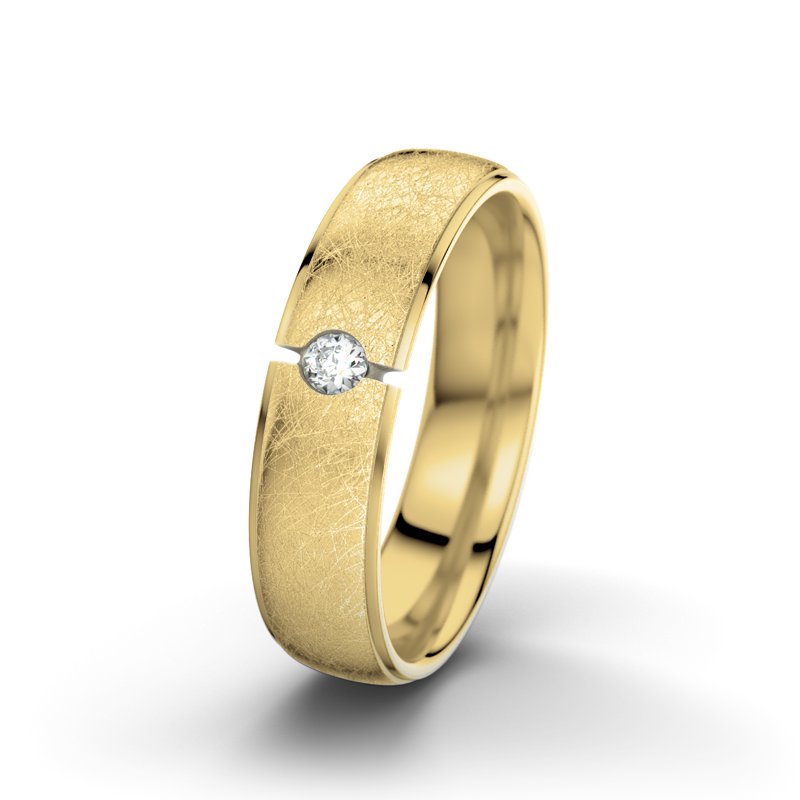 Diamantring Josephine F5, Gelbgold 375 eismatt, von vorn