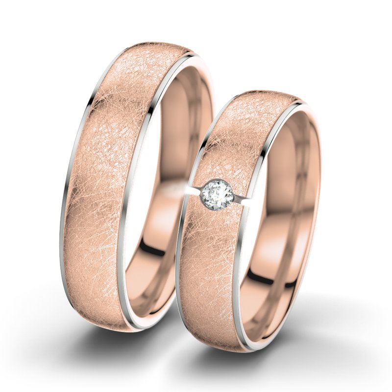 Diamantring Josephine F5, Rotgold 750 eismatt, von vorn
