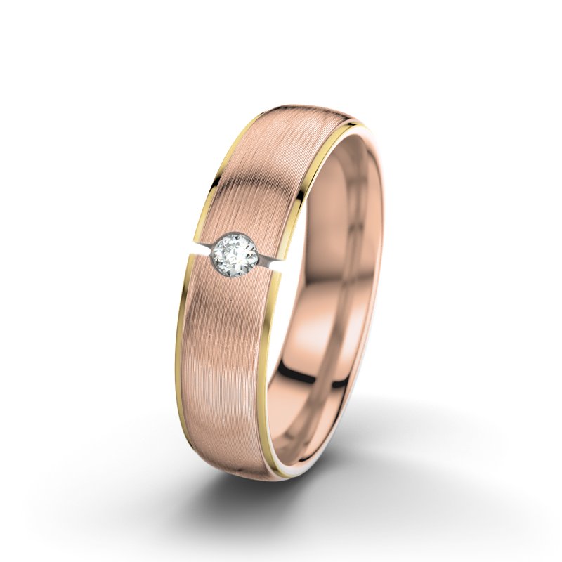 Diamantring Josephine F5, Rotgold 375 längsmatt, von vorn