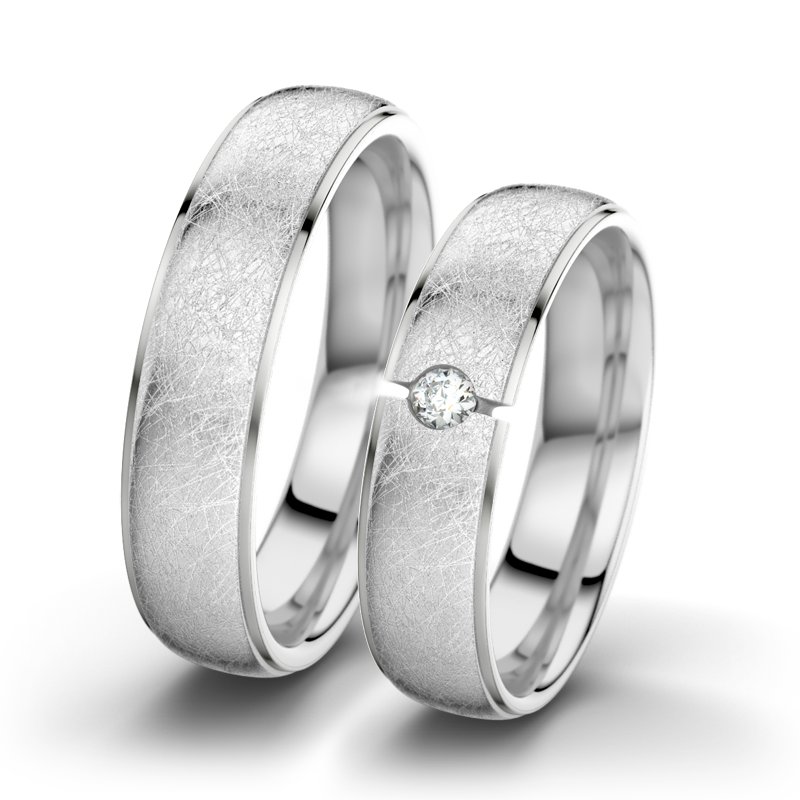 Diamantring Josephine F5, Weißgold 375 eismatt, von vorn