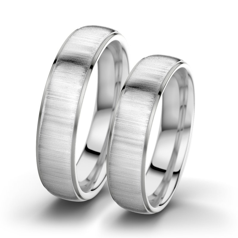 Kein Stein Weißgold quermattring Josephine F5, Weißgold 585 quermatt, von vorn