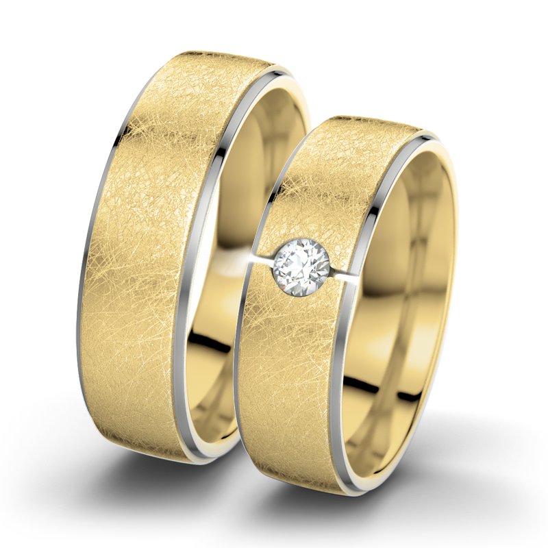 Diamantring Josephine F6, Gelbgold 585 eismatt, von vorn