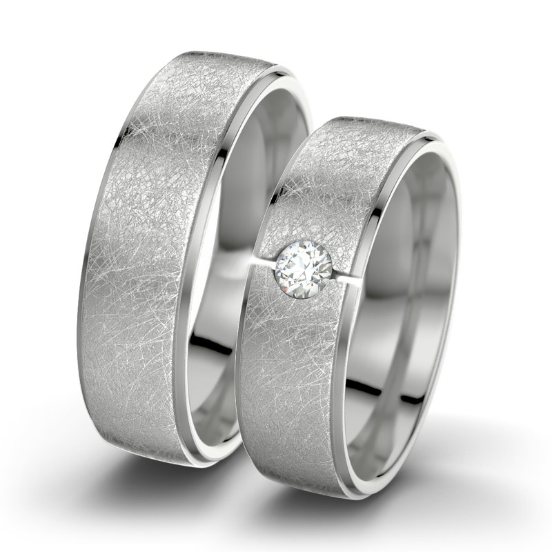 Diamantring Josephine F6, Palladium 585 eismatt, von vorn