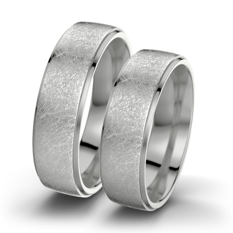 Kein Stein Palladium eismattring Josephine F6, Palladium 585 eismatt, von vorn