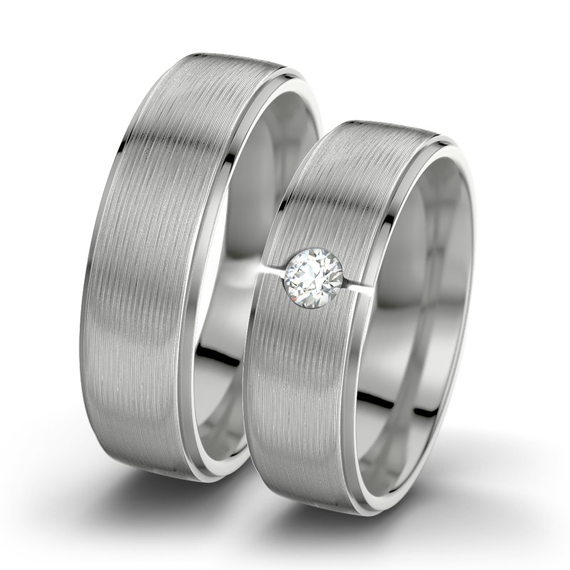 Diamantring Josephine F6, Palladium 585 längsmatt, von vorn