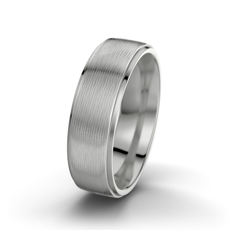 Kein Stein Palladium längsmattring Josephine F6, Palladium 585 längsmatt, von vorn