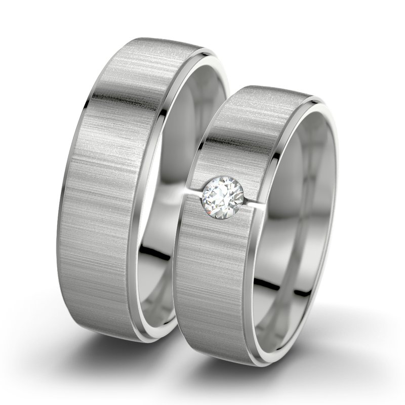 Diamantring Josephine F6, Palladium 950 quermatt, von vorn
