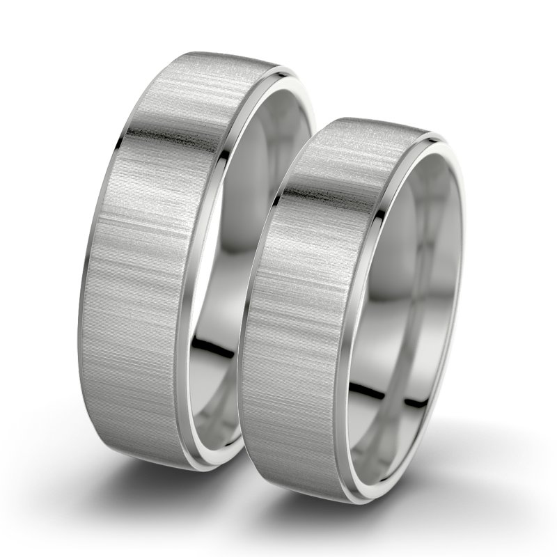 Kein Stein Palladium quermattring Josephine F6, Palladium 585 quermatt, von vorn