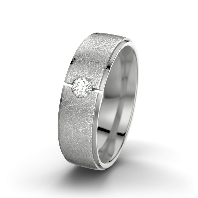 Diamantring Josephine F6, Platinum 600 eismatt, von vorn