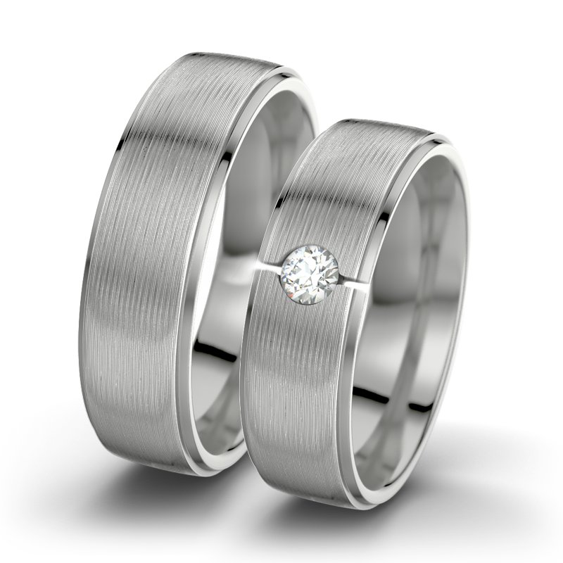 Diamantring Josephine F6, Platinum 950 längsmatt, von vorn