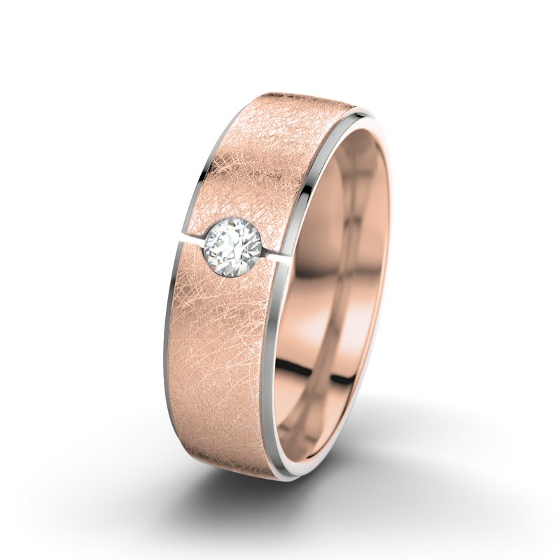 Diamantring Josephine F6, Rotgold 585 eismatt, von vorn