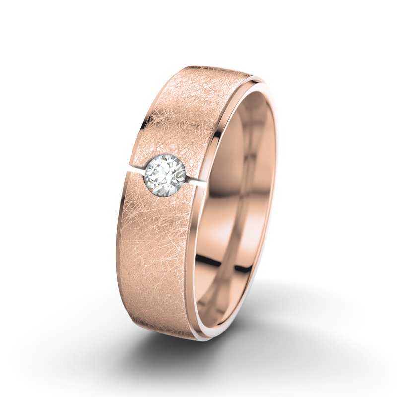 Diamantring Josephine F6, Rotgold 750 eismatt, von vorn