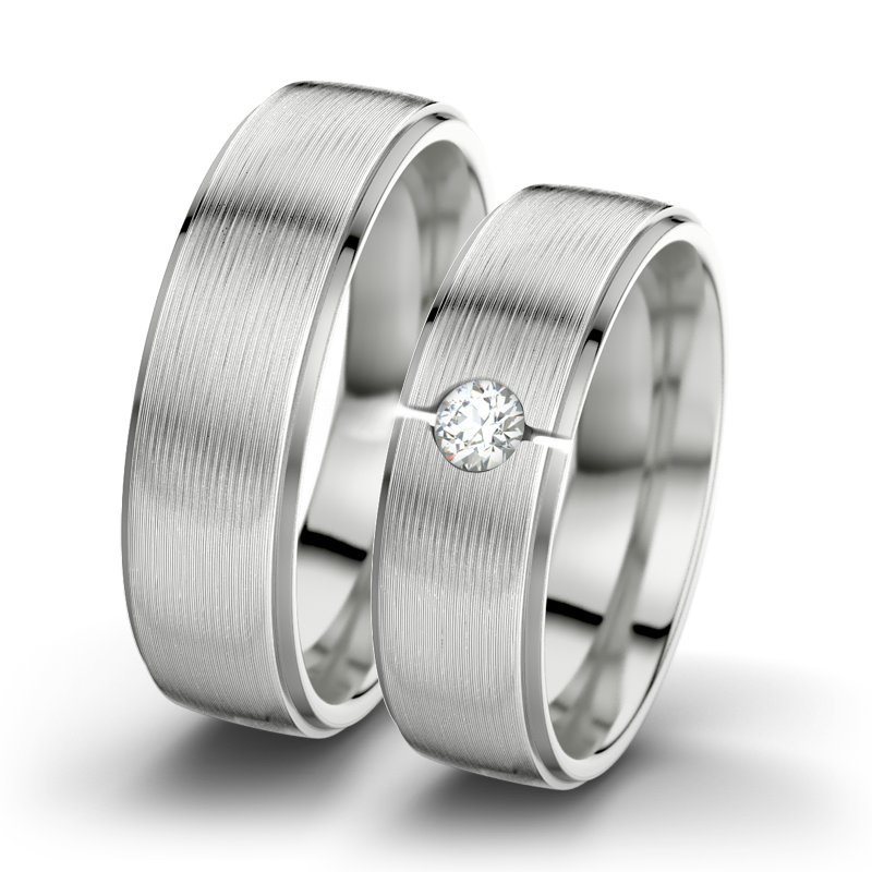 Diamantring Josephine F6, Sterlingsilber 925 längsmatt, von vorn